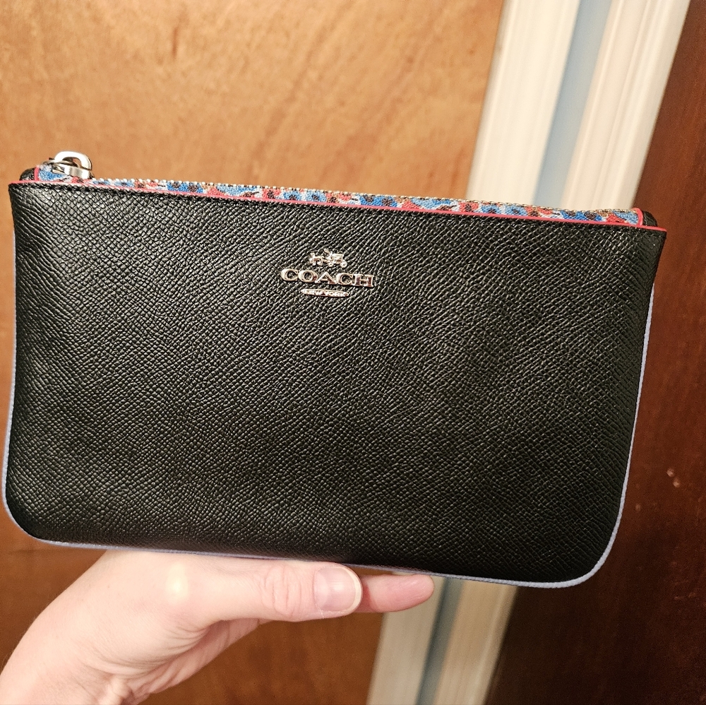 Coach Black & Prairie Floral Wristlet